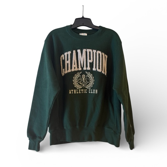 Champion Athletic Club Green Crewneck Pullover Sweatshirt Size M - Picture 2 of 3